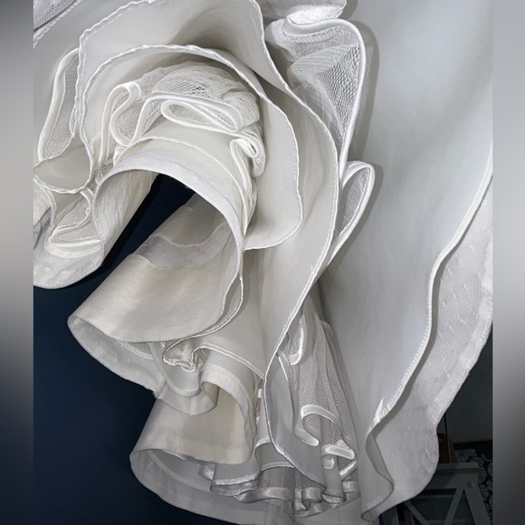 White House | Black Market WHBM White Strapless Stripe Dot Dress Size 00 - Picture 5 of 9